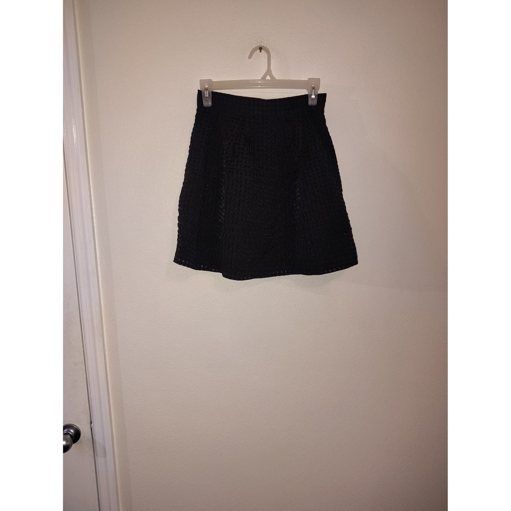 Sweet Rain Black Textured Grid A-Line Mini Skirt Womens Size Medium